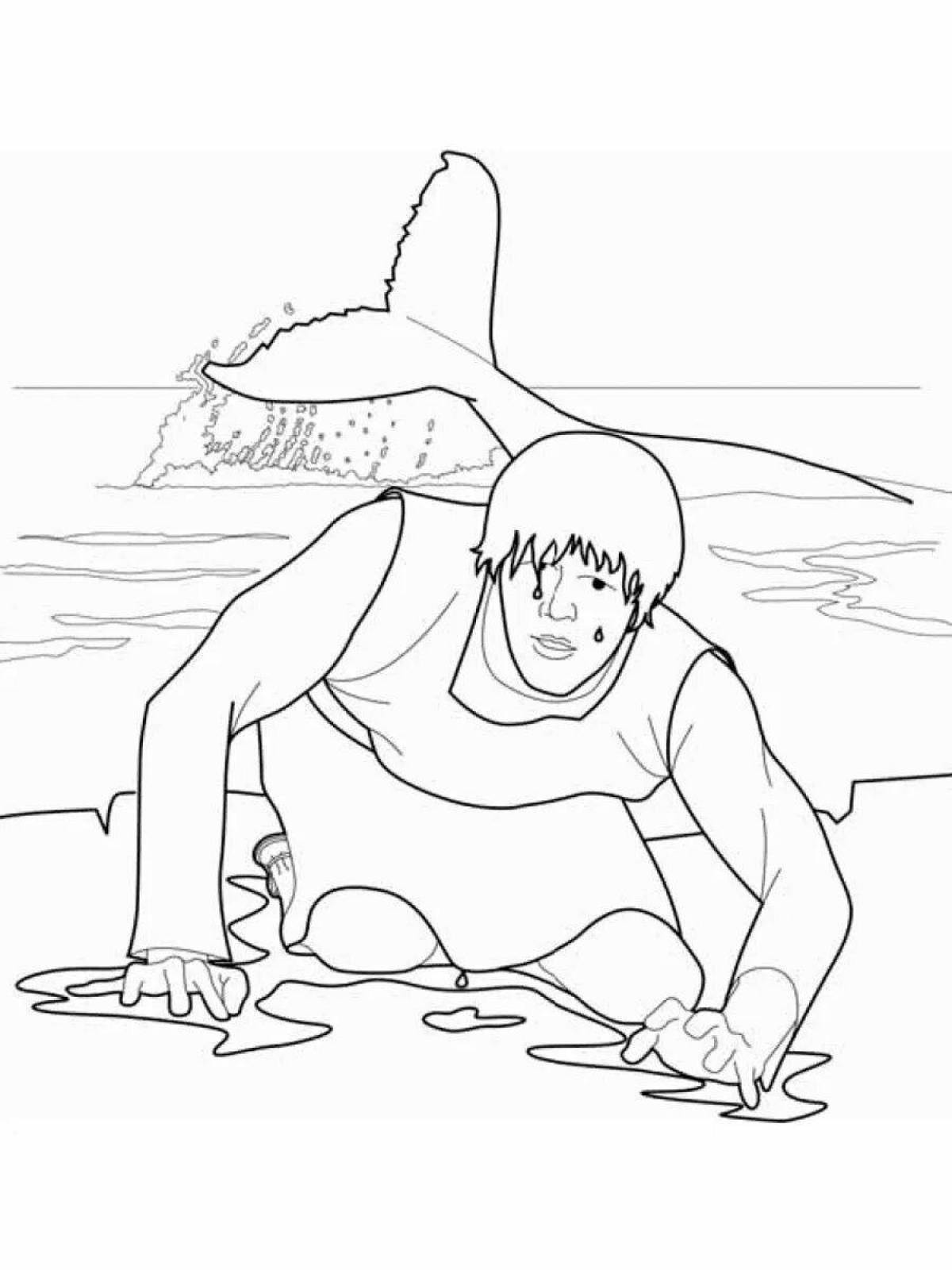 Elegant whale and iona coloring book