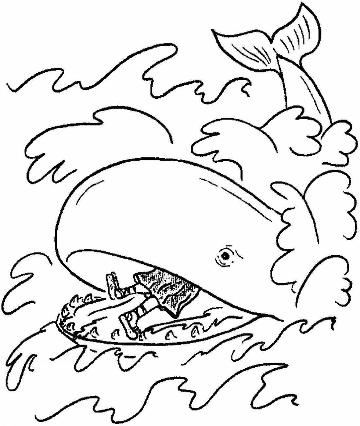 Serene whale and iona coloring page