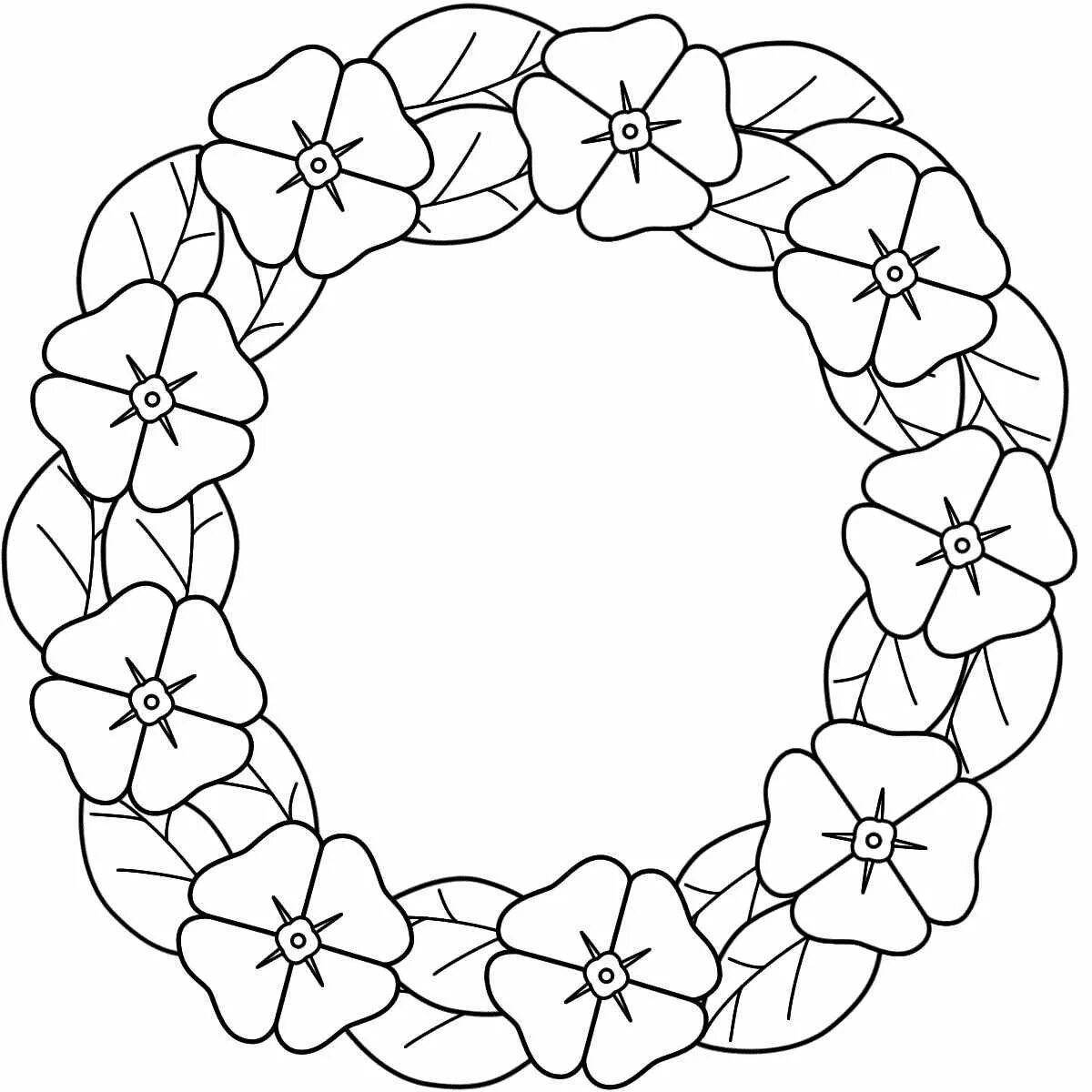 Coloring page gorgeous wreath of flowers