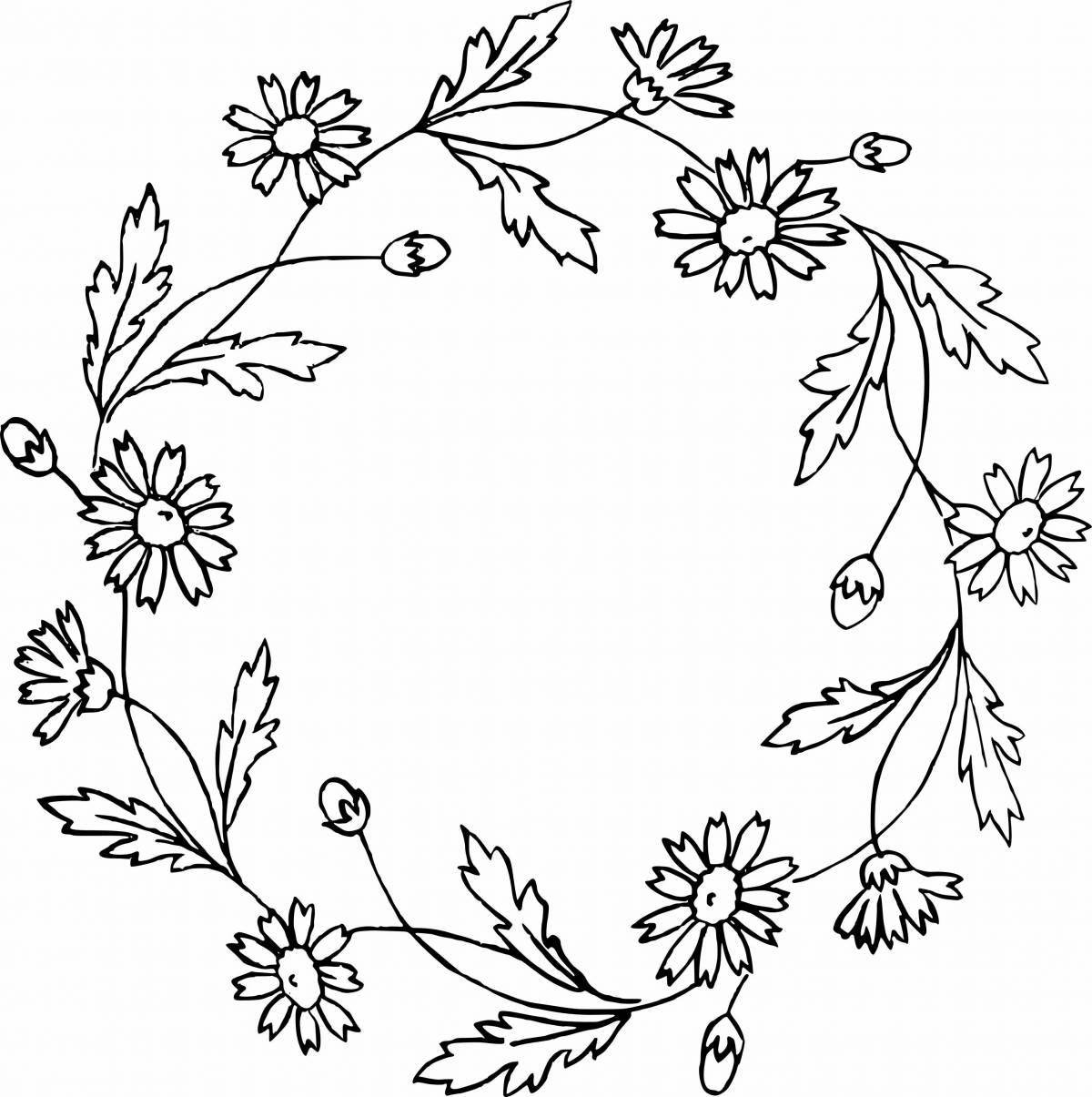 Coloring page dazzling wreath of flowers