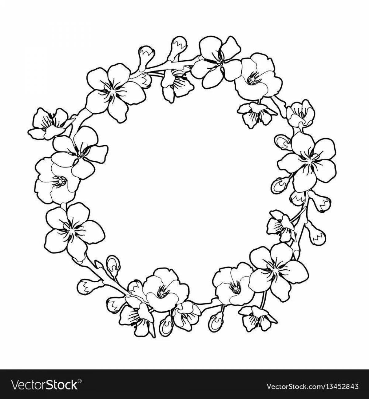 Colouring page stunning wreath of flowers