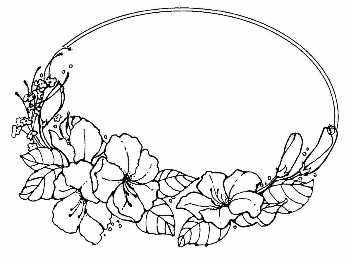 Coloring page exciting wreath of flowers
