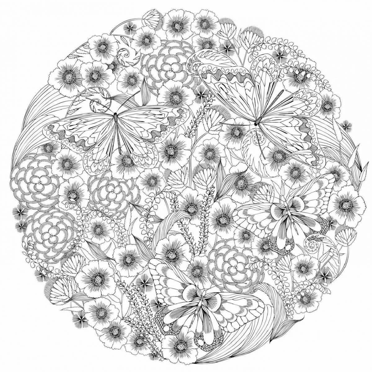 Exotic coloring book antistress mysterious forest