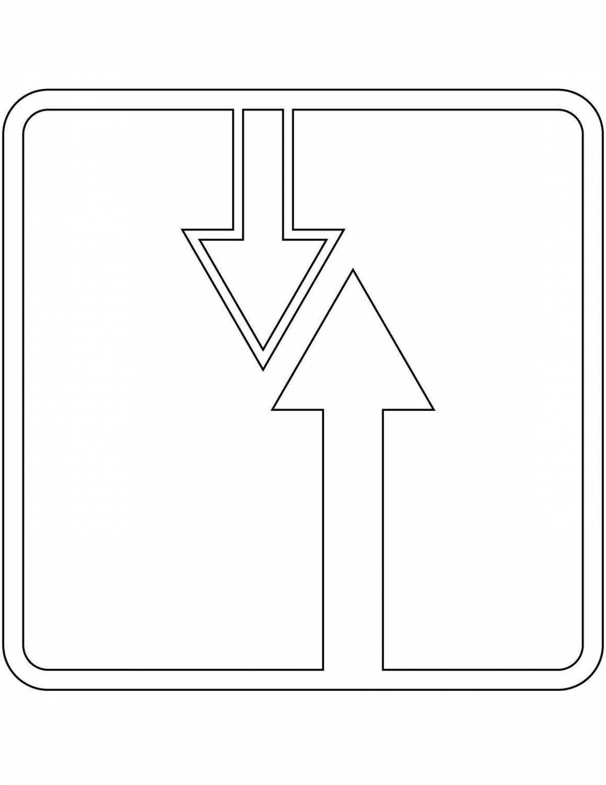 Glowing give way sign coloring page