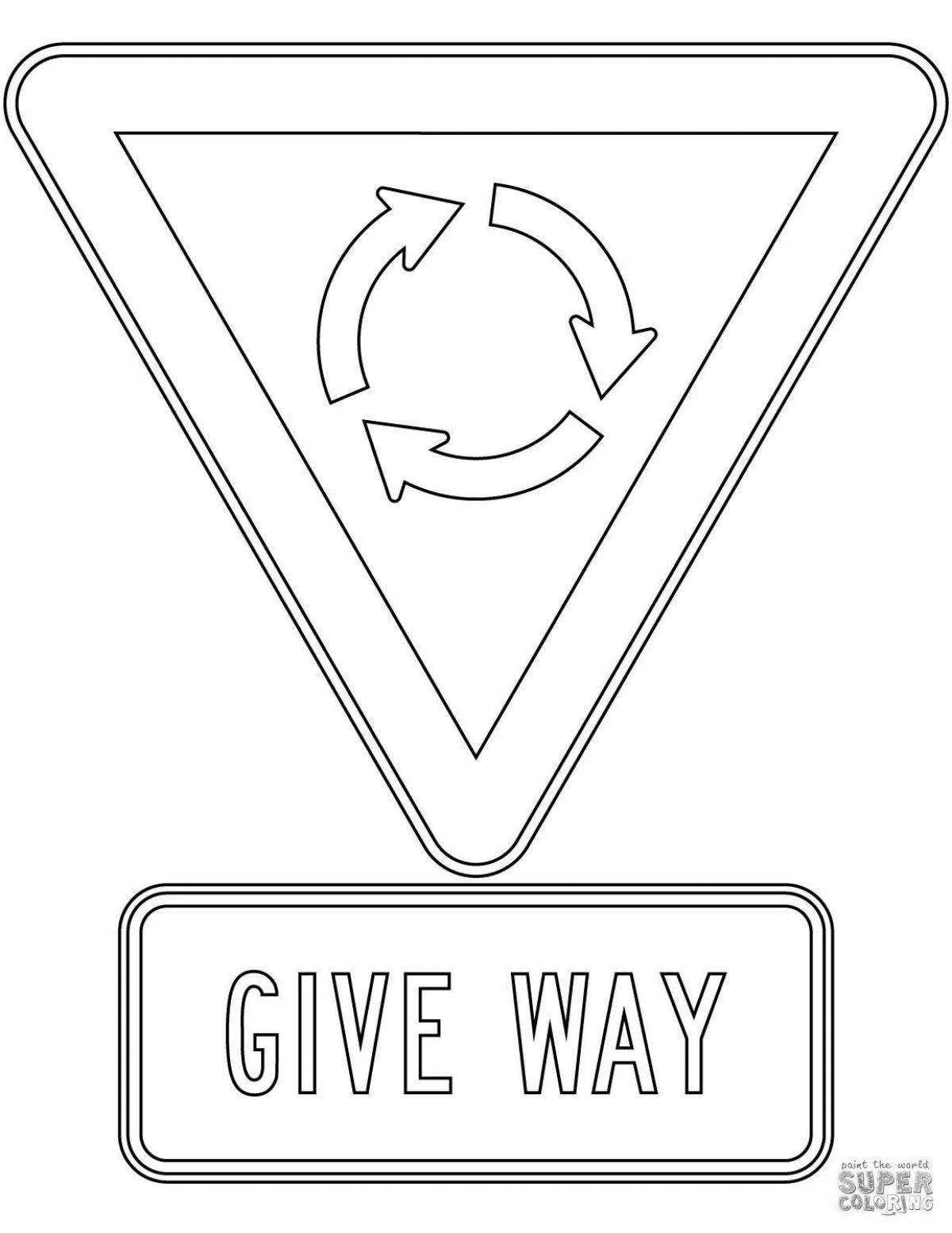 Give way sign coloring page