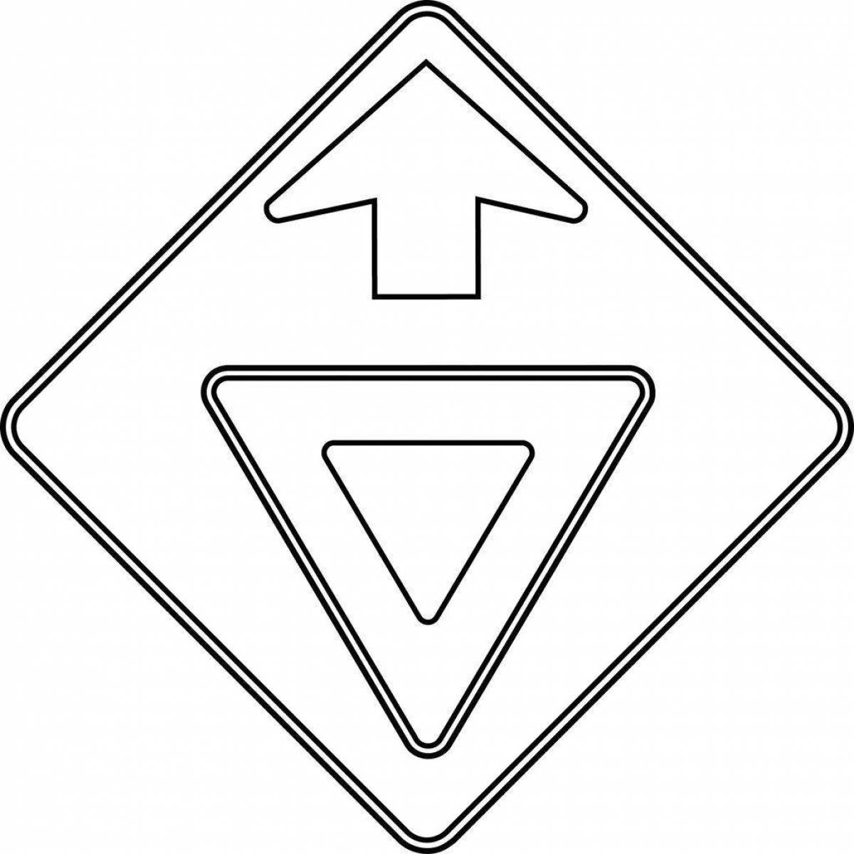 Give way sign beckoning coloring page