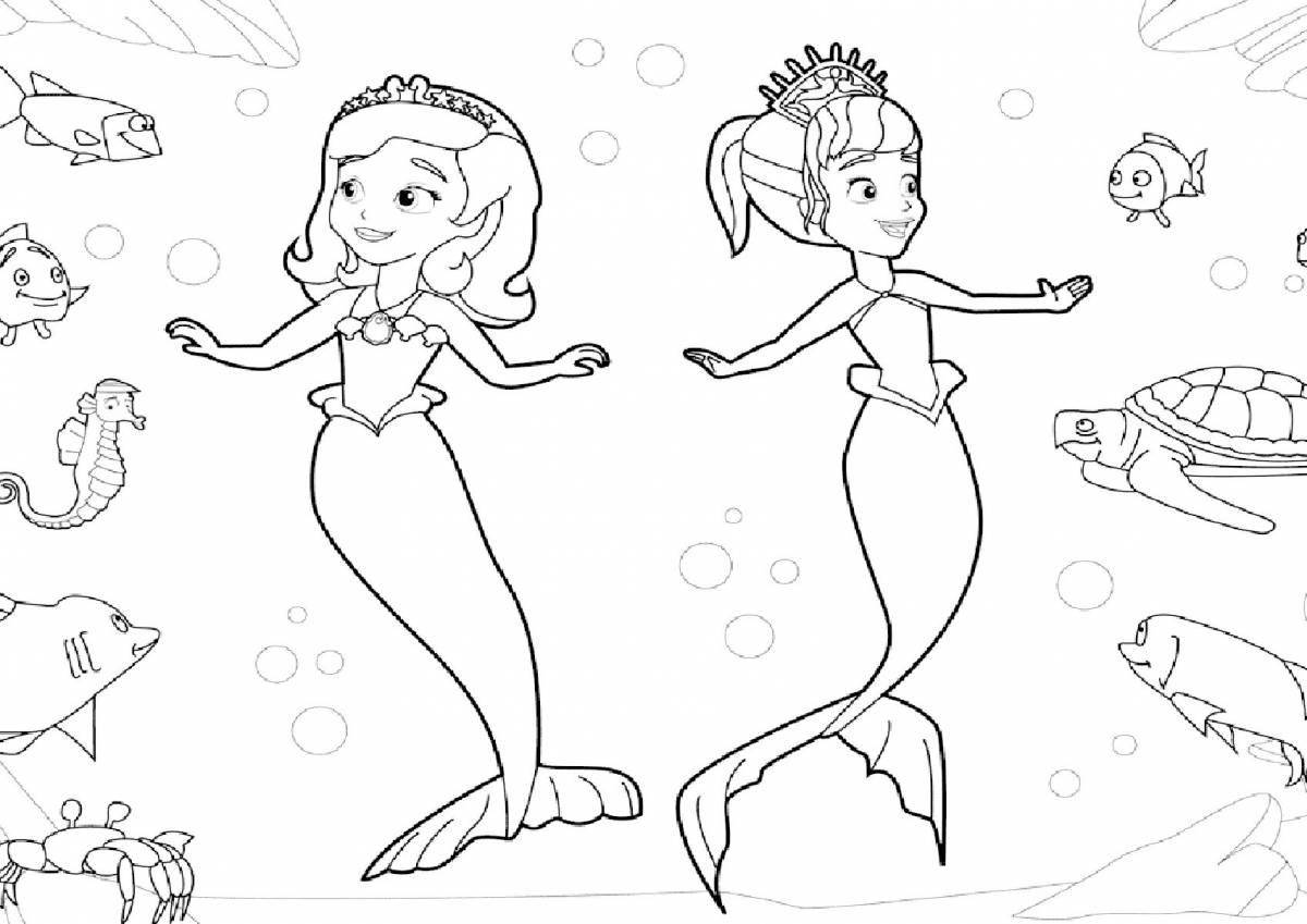 Exotic princess sophia mermaid coloring book