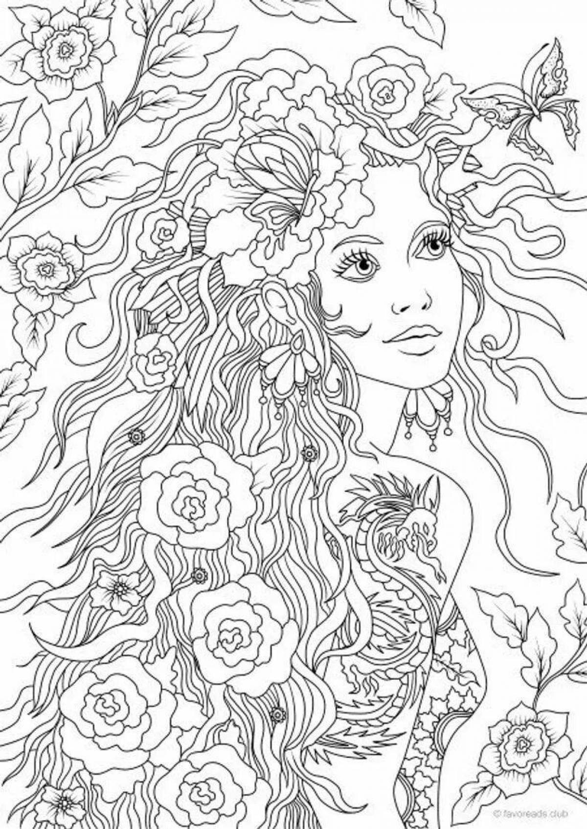 Elegant coloring book for all adult girls