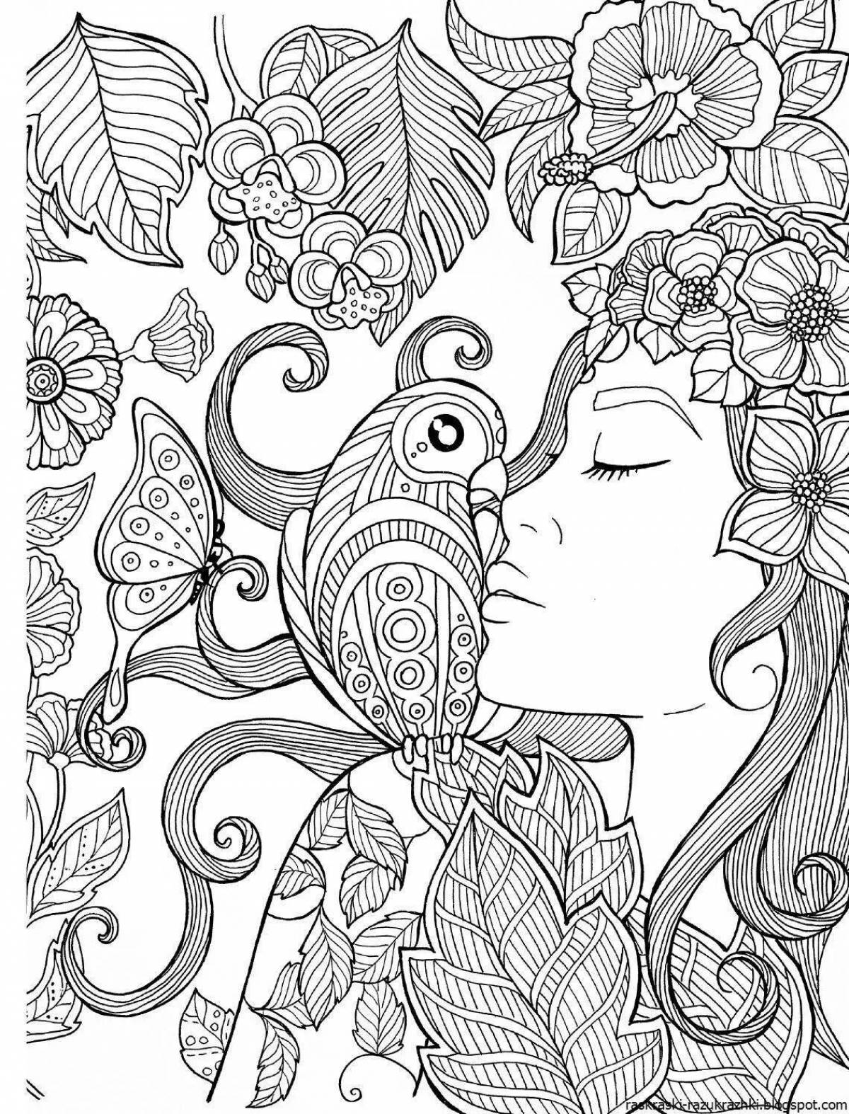Large coloring page for all adult girls