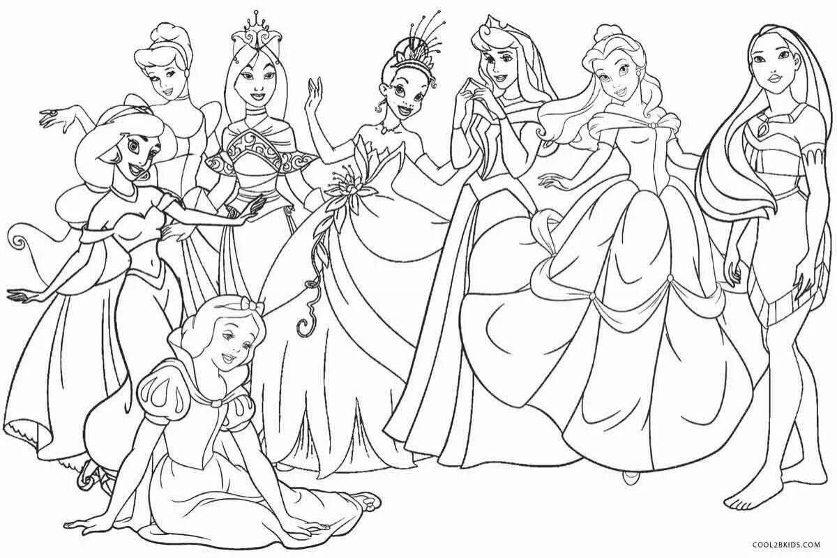 Exquisite coloring book for kids with disney princesses