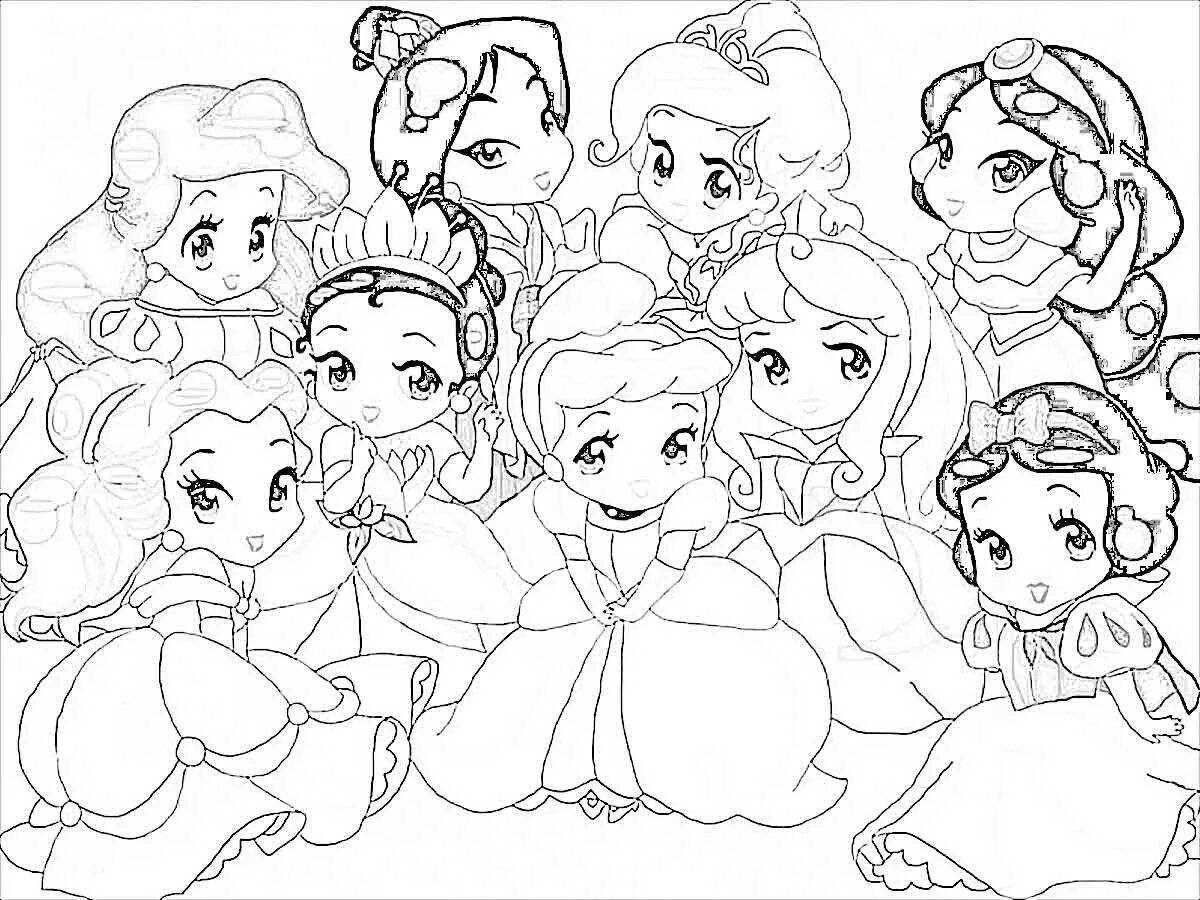 Playful coloring for kids with Disney princesses