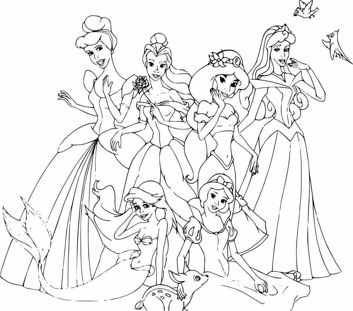 Живая раскраска для детей с принцессами диснея
