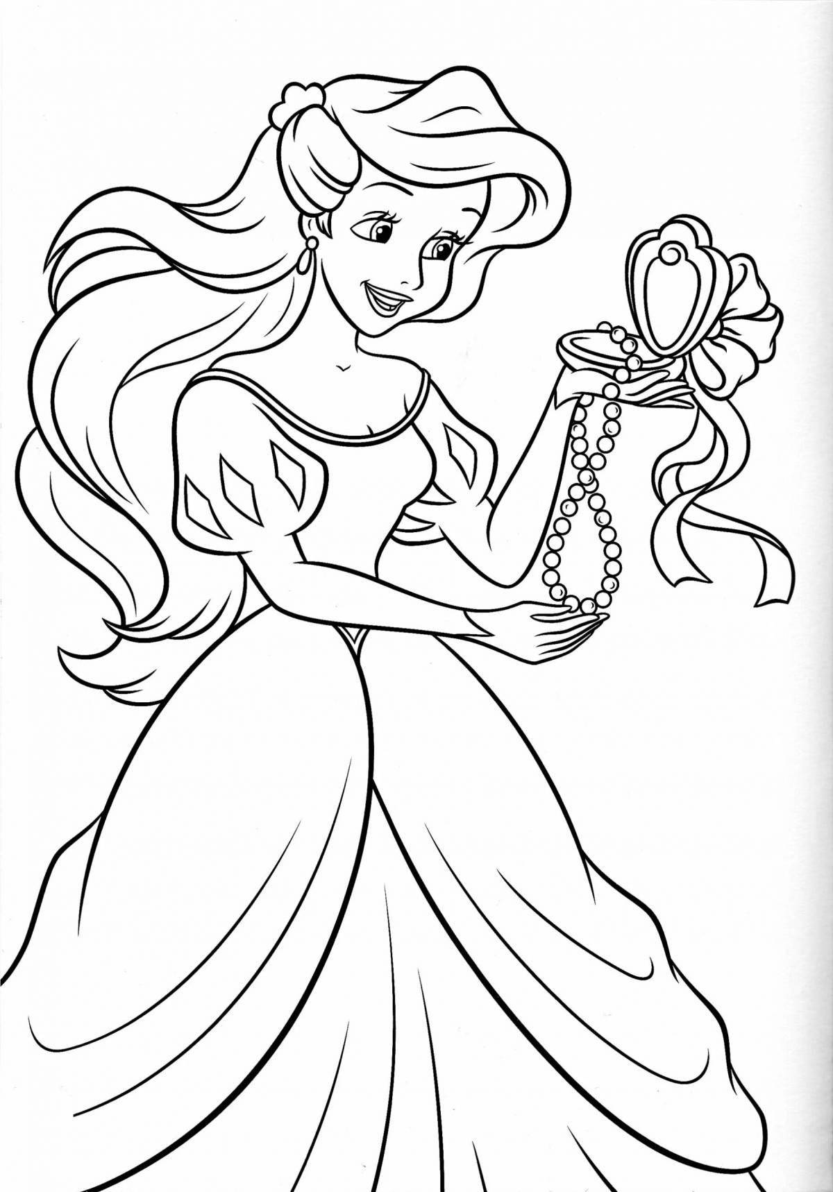 Elegant coloring book for kids with disney princesses