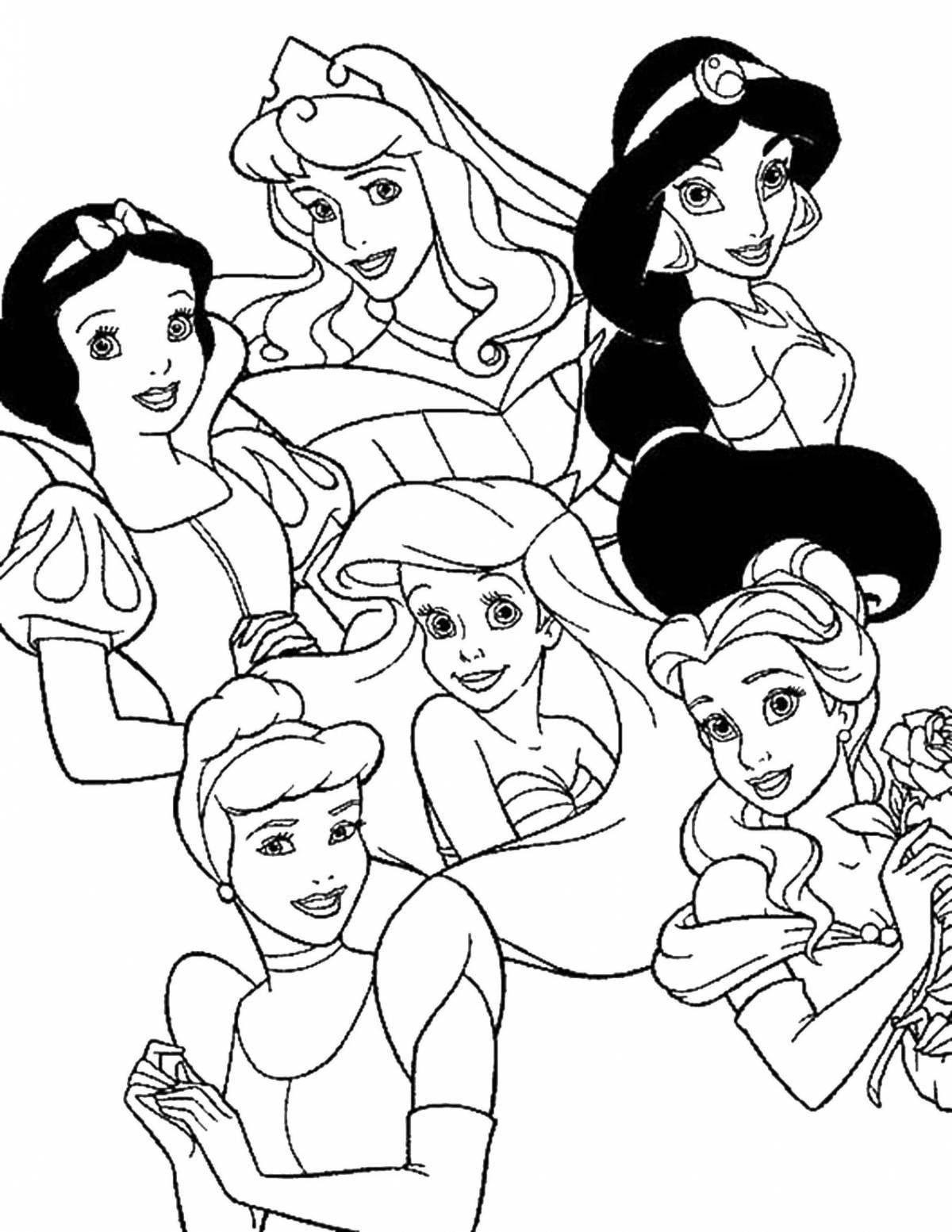 Dazzling coloring book for kids with disney princesses