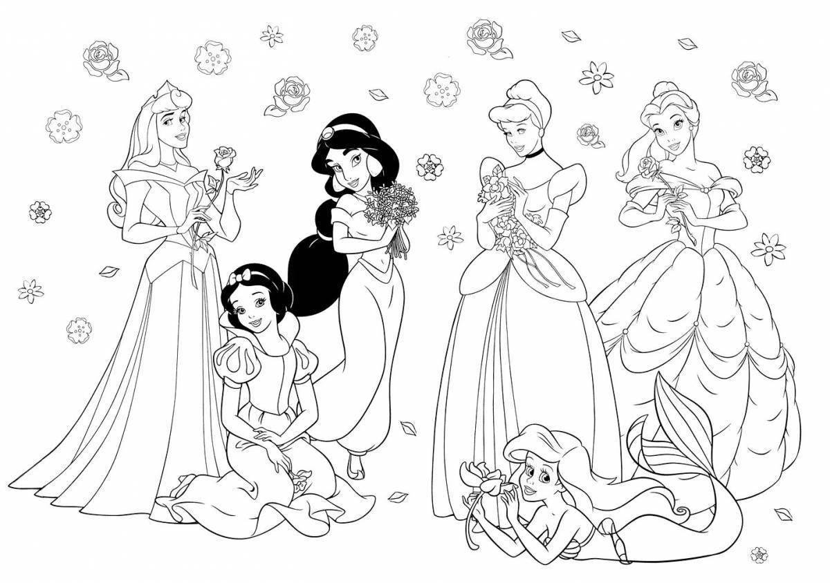 Раскраска exalted для детей с принцессами диснея