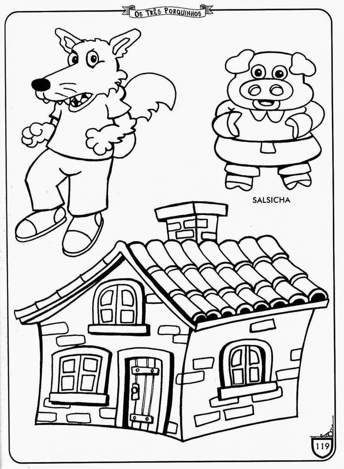 Festive three little pigs with houses