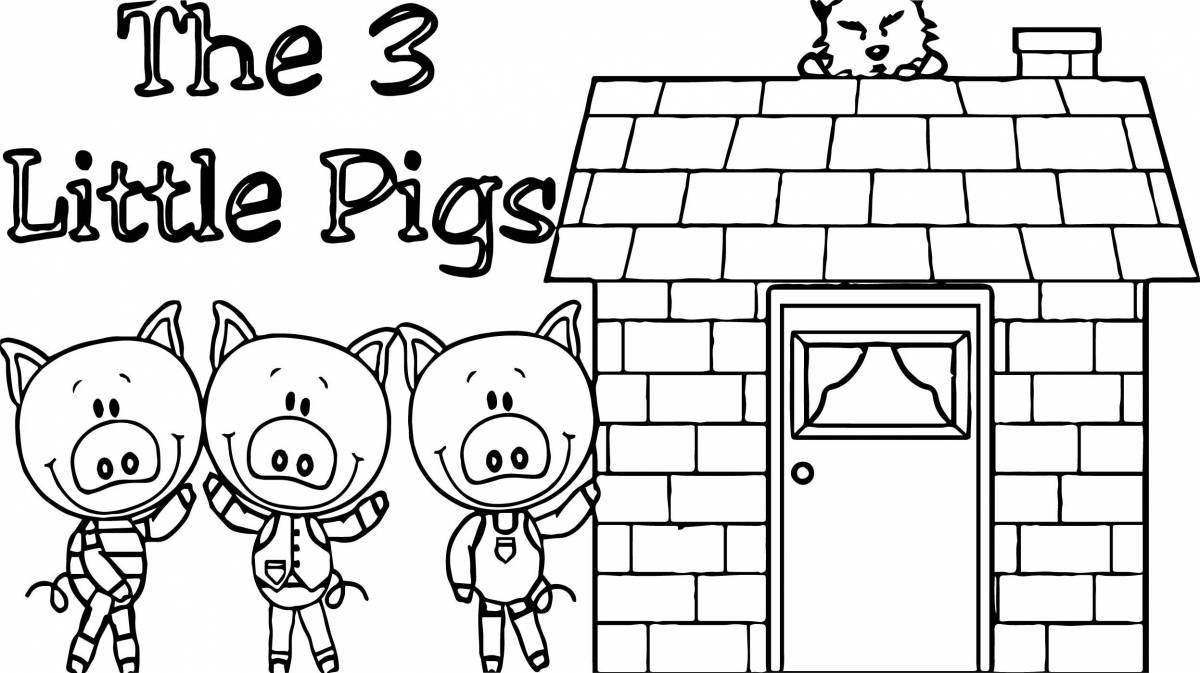 The charm of the three little pigs with houses