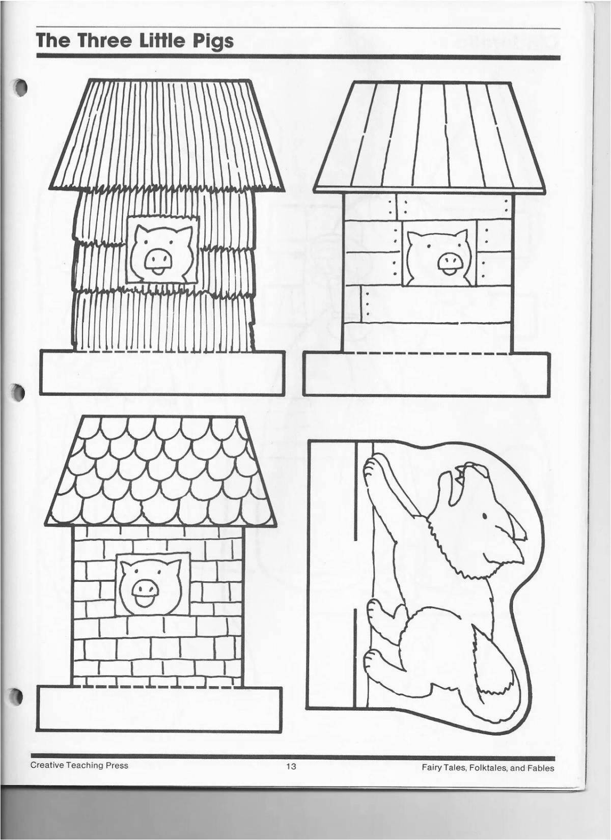 The wild three little pigs with houses
