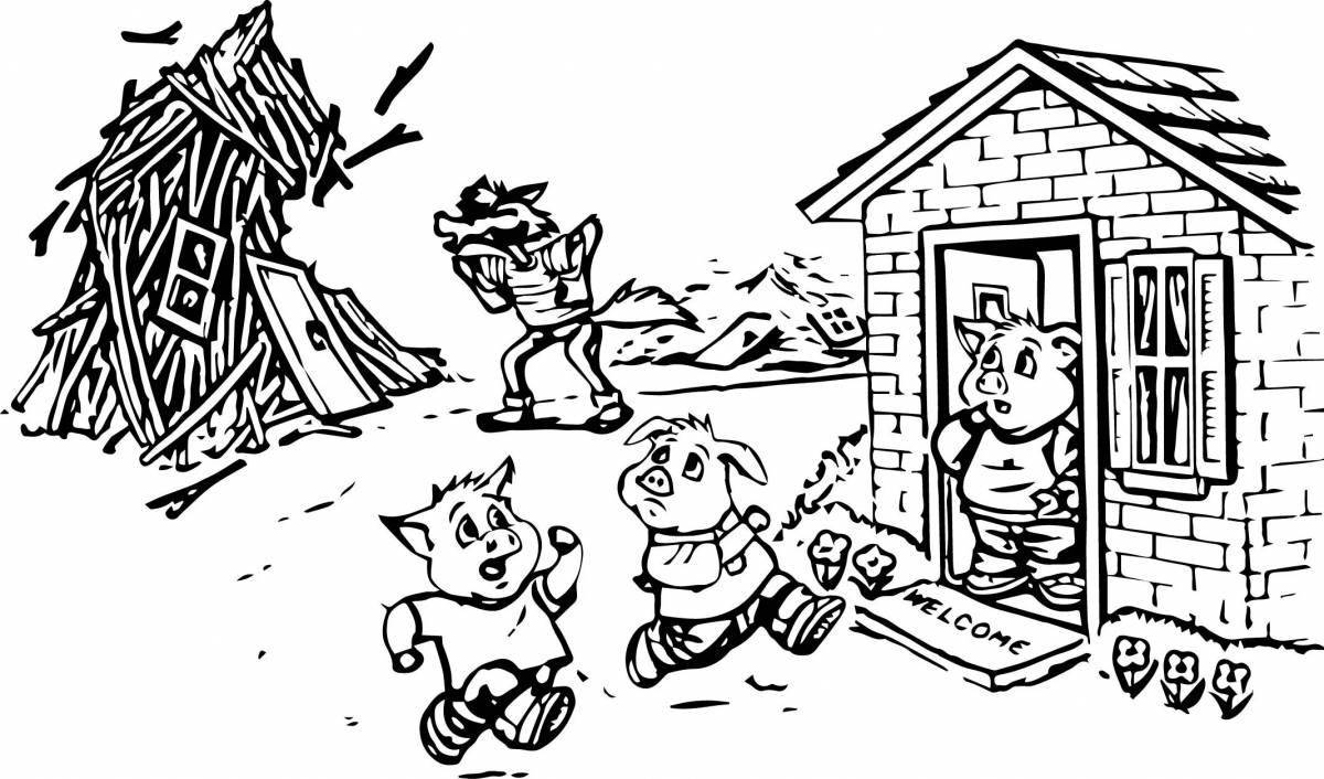 Living three little pigs with houses