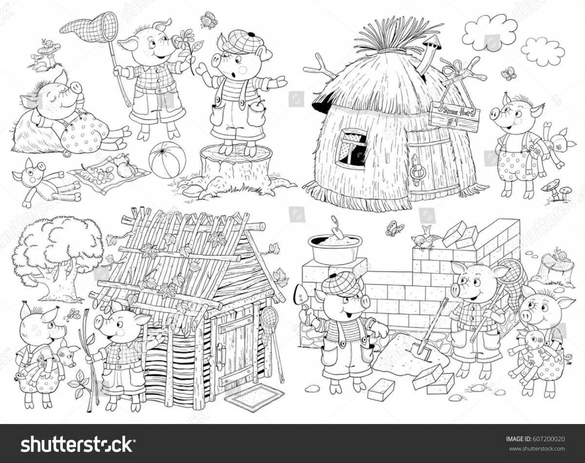 Gorgeous three little pigs with houses