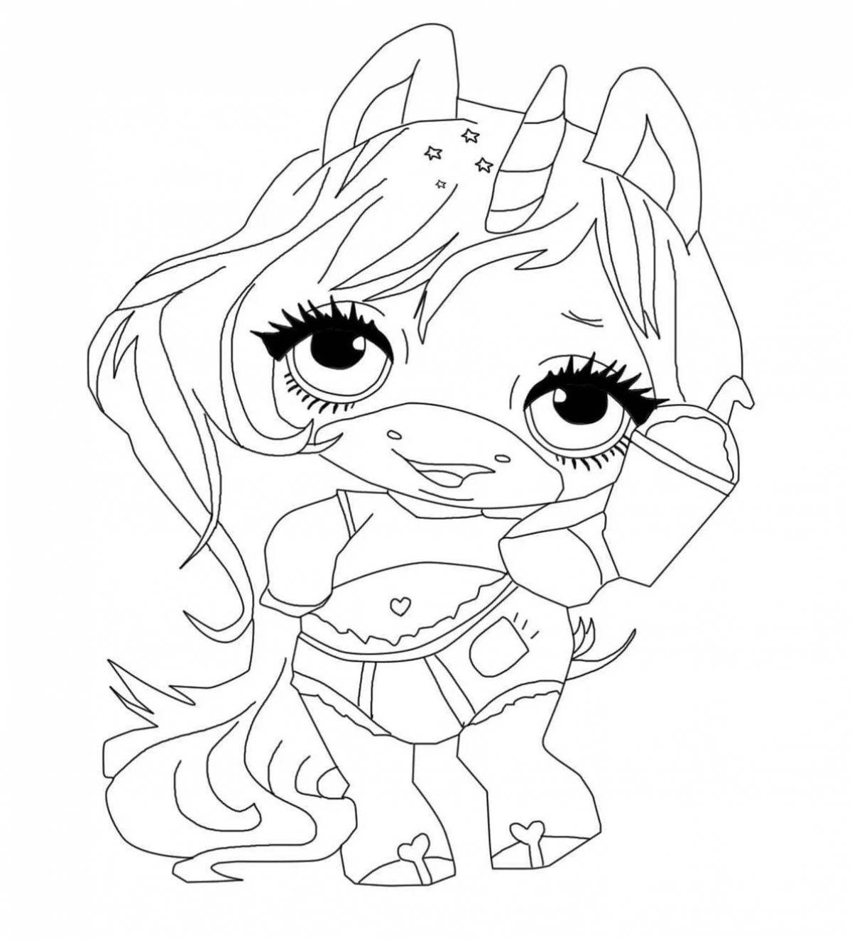 Surprise unicorn puppy coloring page