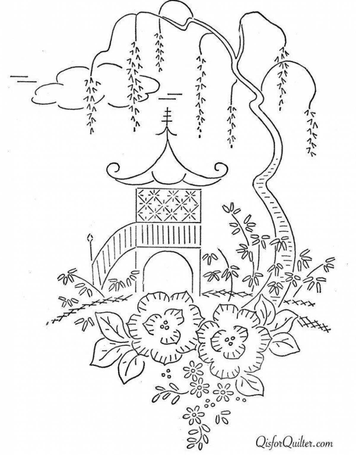Coloring page blissful japanese landscape