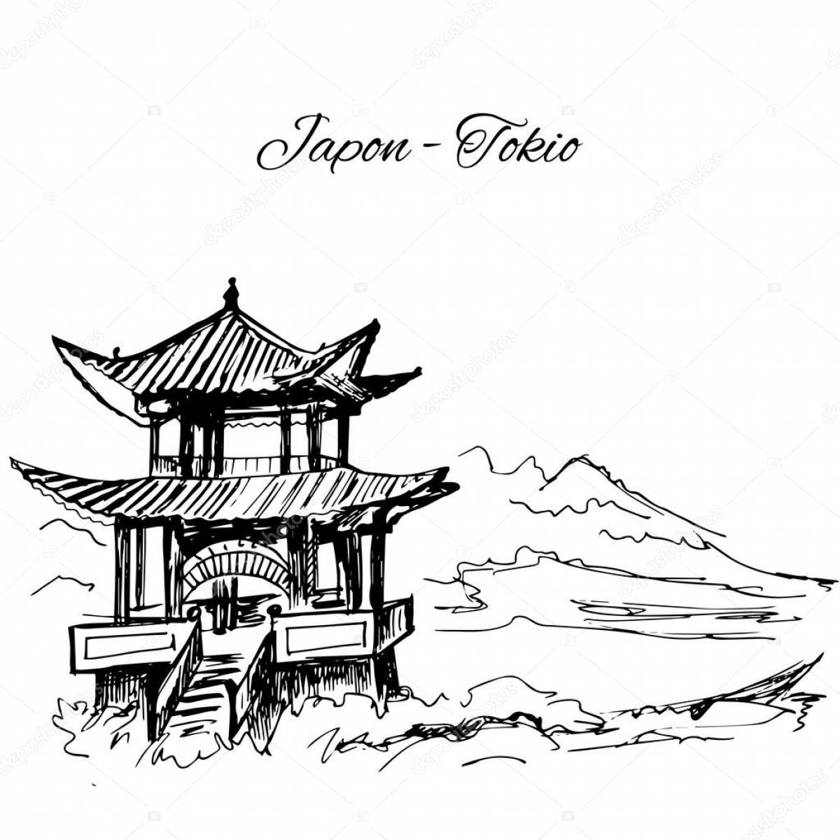 Great japanese landscape coloring book