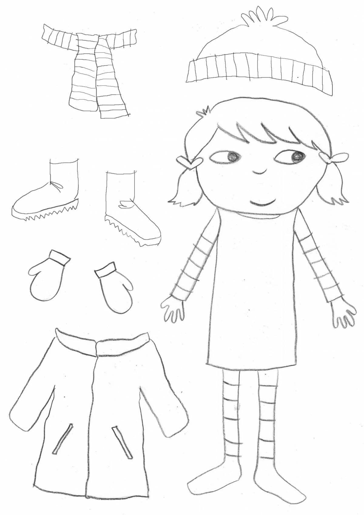 Bubble coloring girl in winter clothes