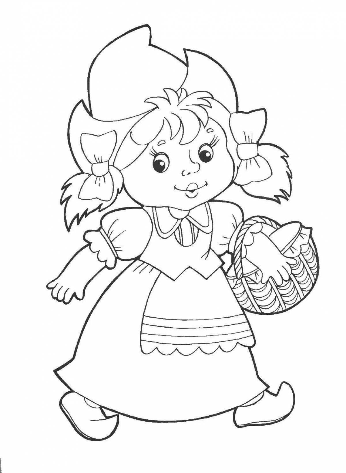 Adorable fairy tale character coloring book for kids