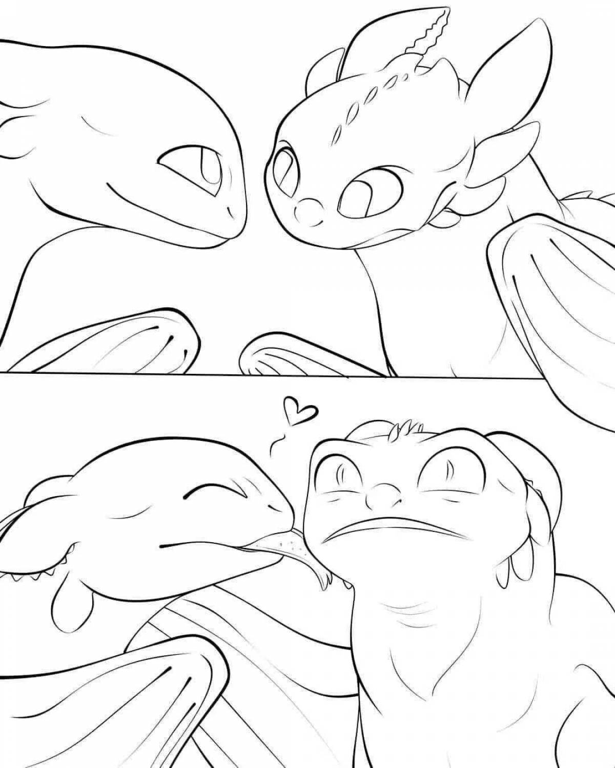 Photo Glorious toothless and white fury coloring