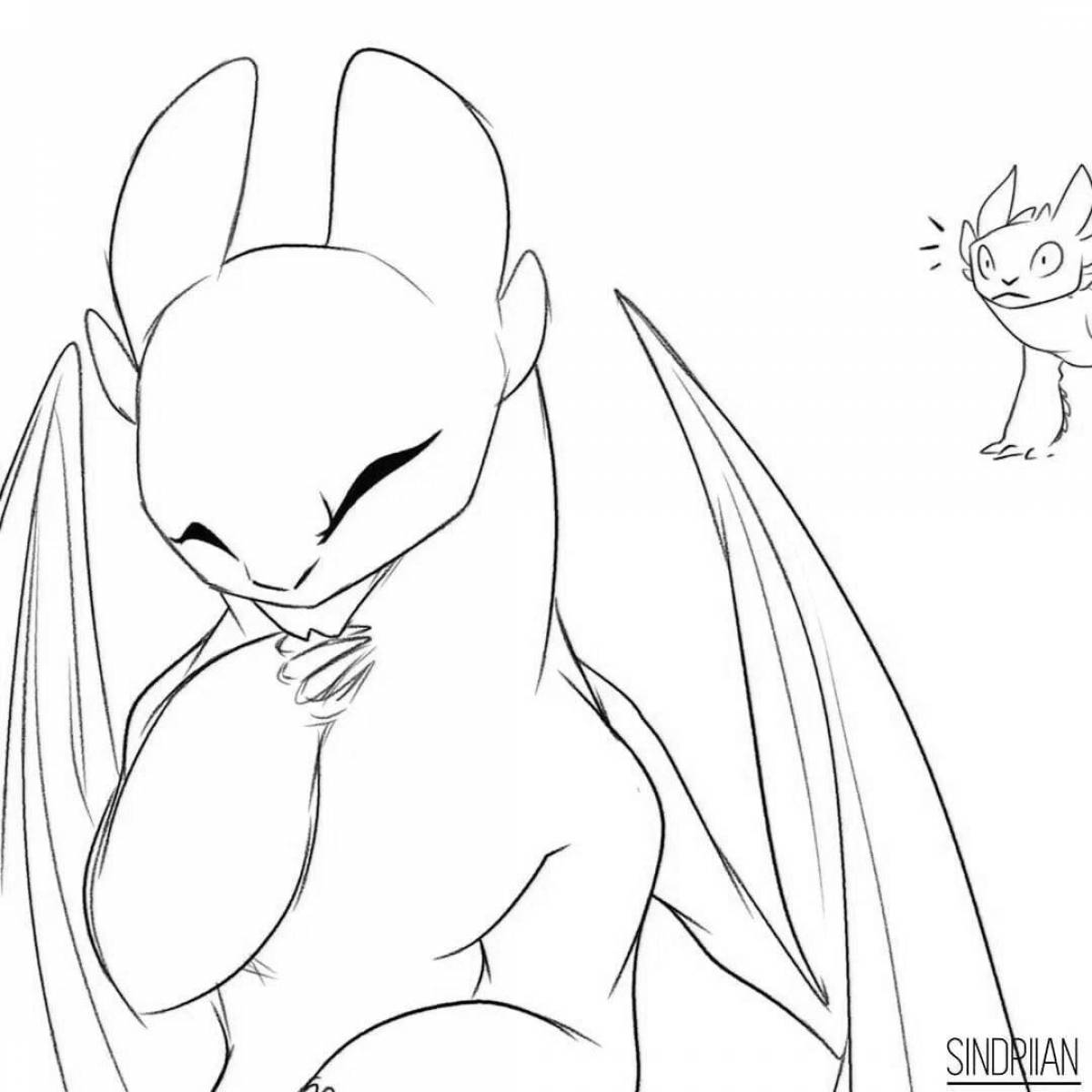 Coloring bright toothless and white fury