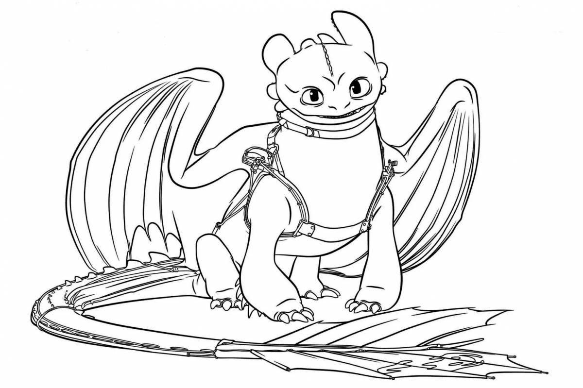 Beautiful toothless and white fury coloring page