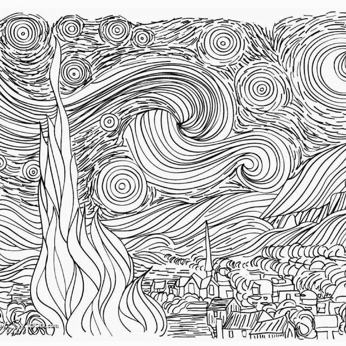Dramatic van gogh by numbers coloring book