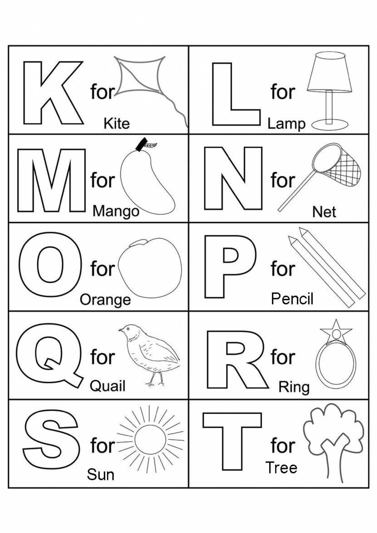 Tempting alphabet coloring page