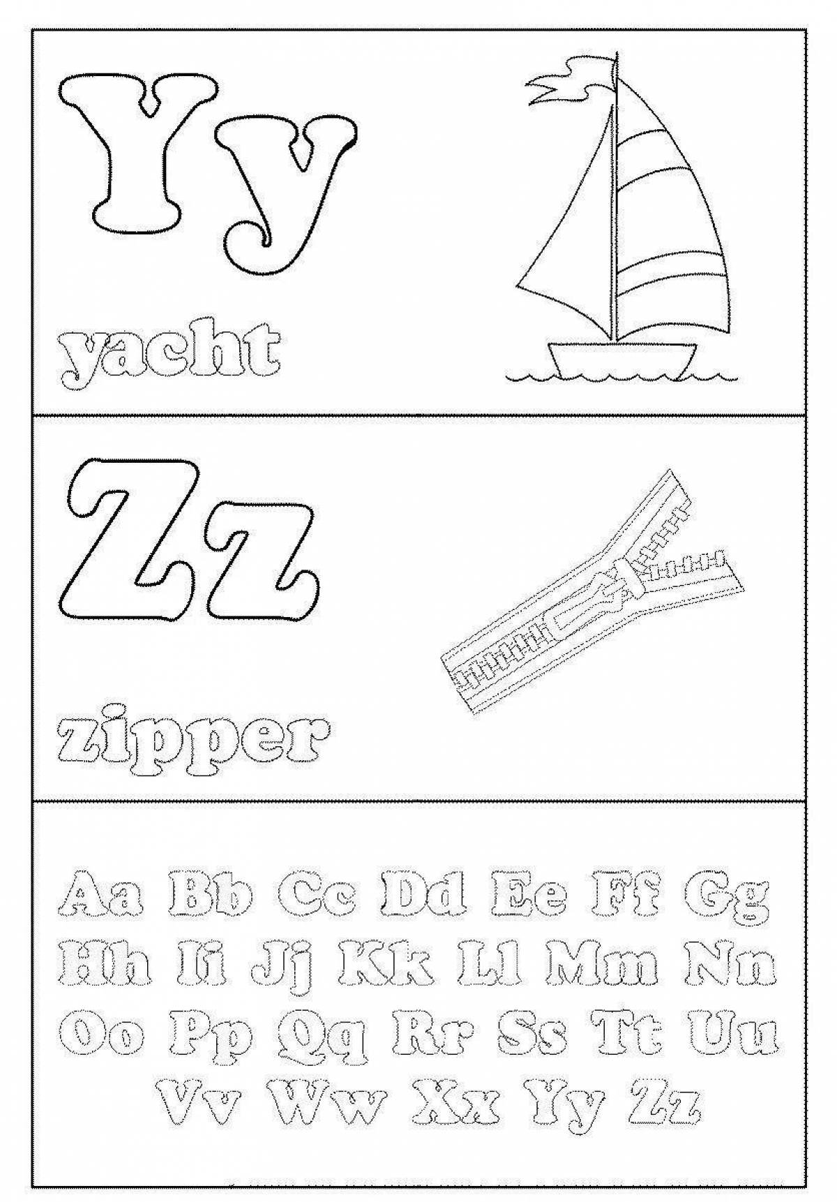 Glorious alphabet coloring page