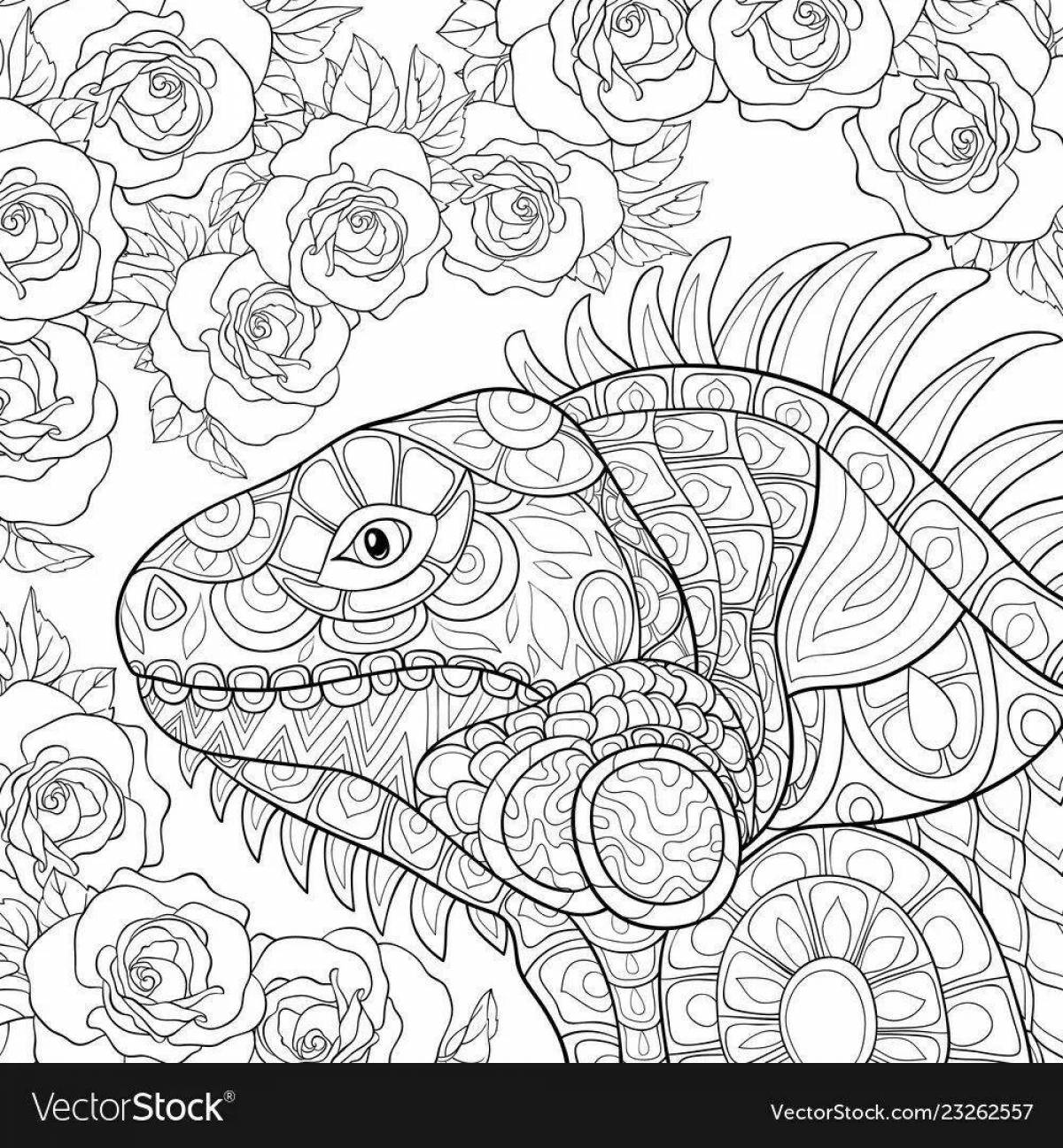 Colorful chameleon coloring page