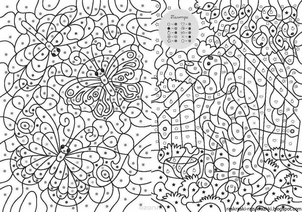 A beautiful complex of coloring by numbers for adults