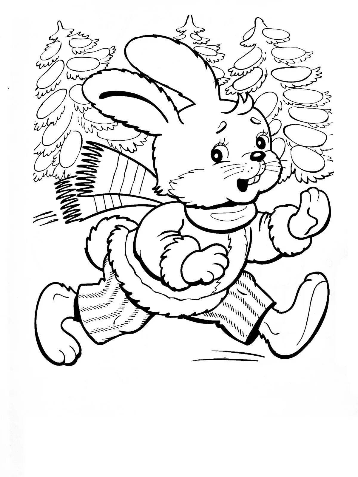 Elegant frost and hare coloring book