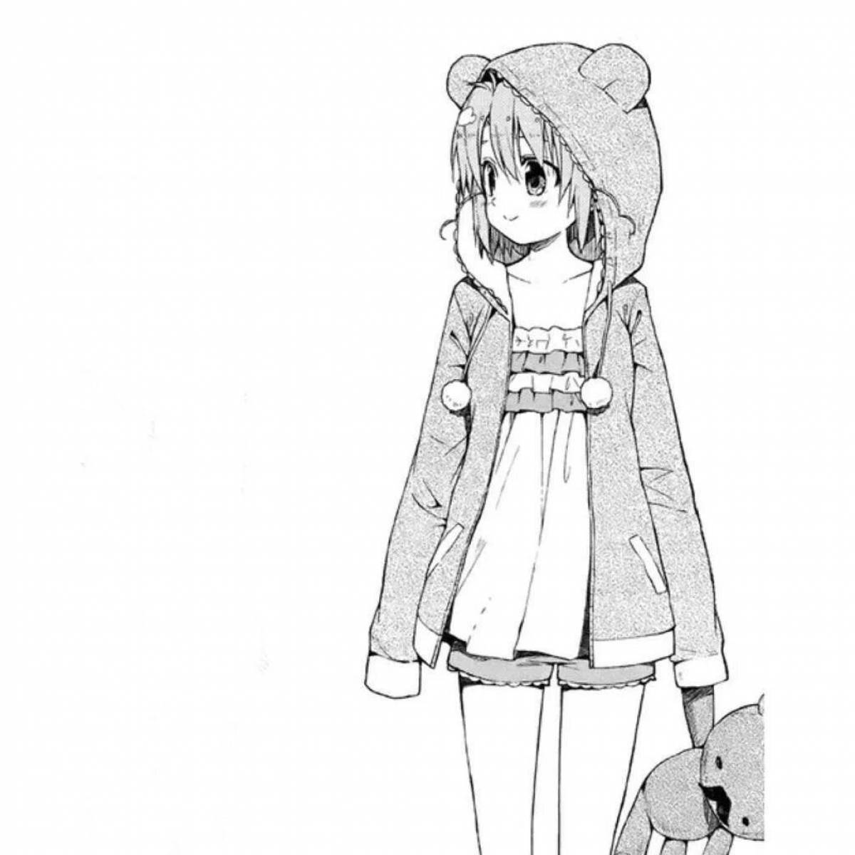 Adorable full length anime girl coloring book