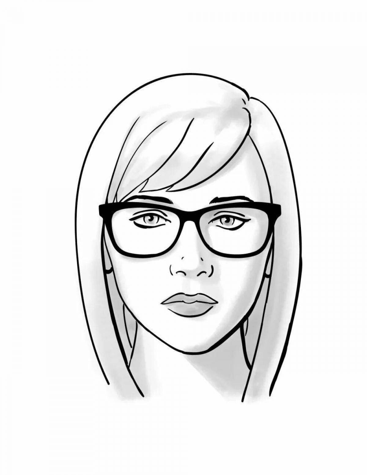 Serene coloring page portrait of a girl with a face