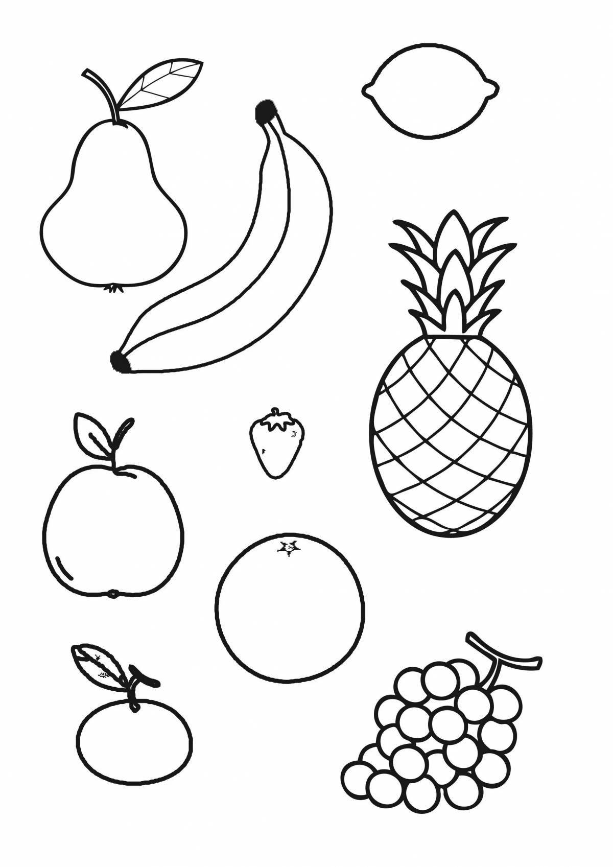 Appetizing fruit and vegetable coloring book