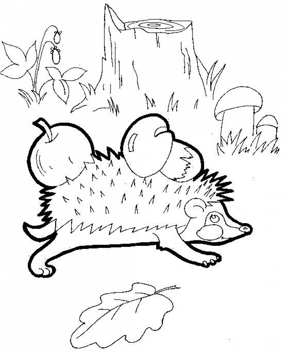 Ежик в лесу раскраска для детей