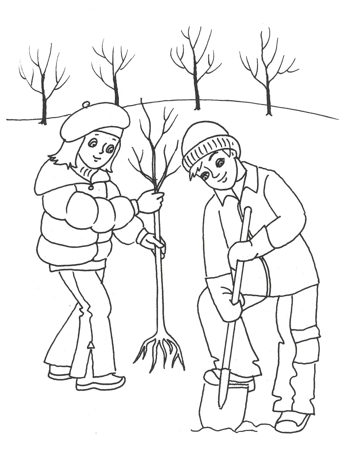 Дети сажают деревья