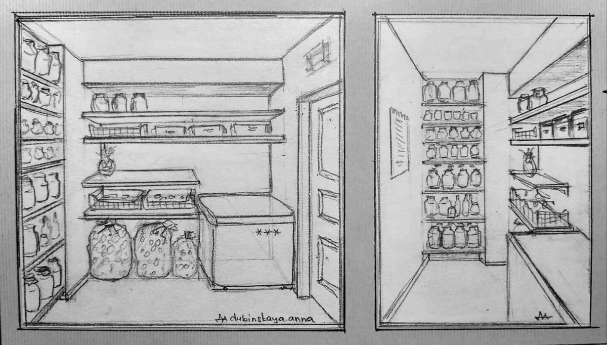 Кладовая рисунок. Кладовка с полками рисунок. Кладовка рисунок для детей. Начертить кладовку. Полки в кладовой рисунок.