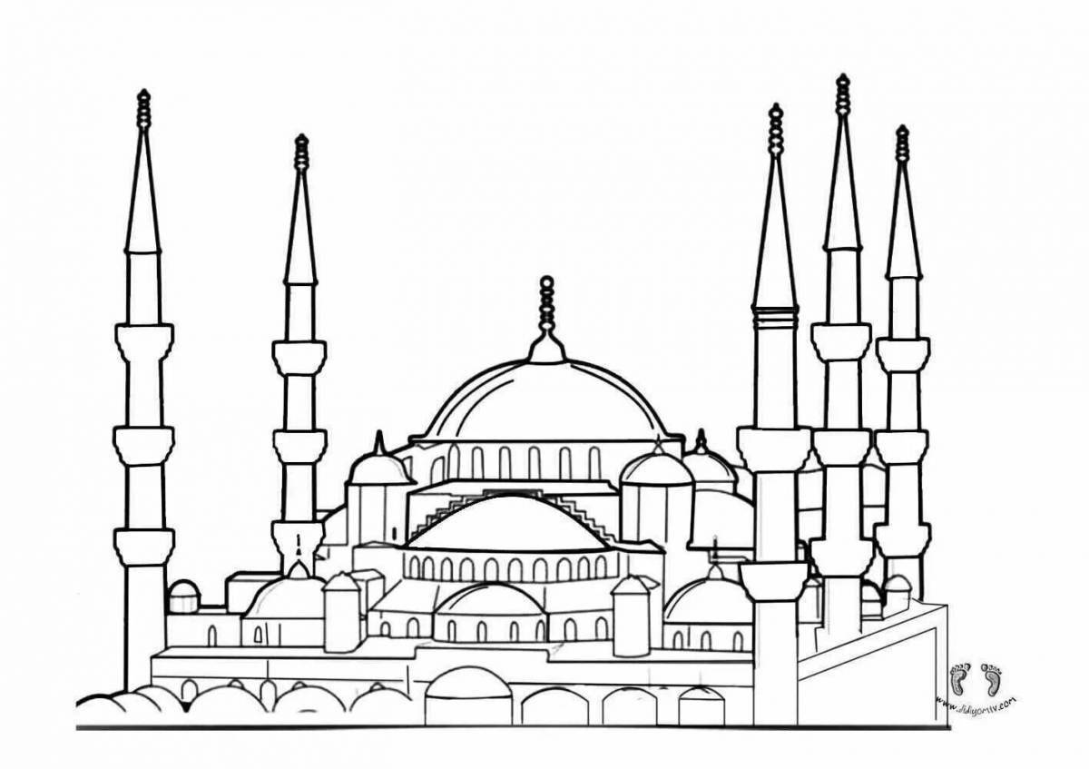 Рисунок мечети раскраска
