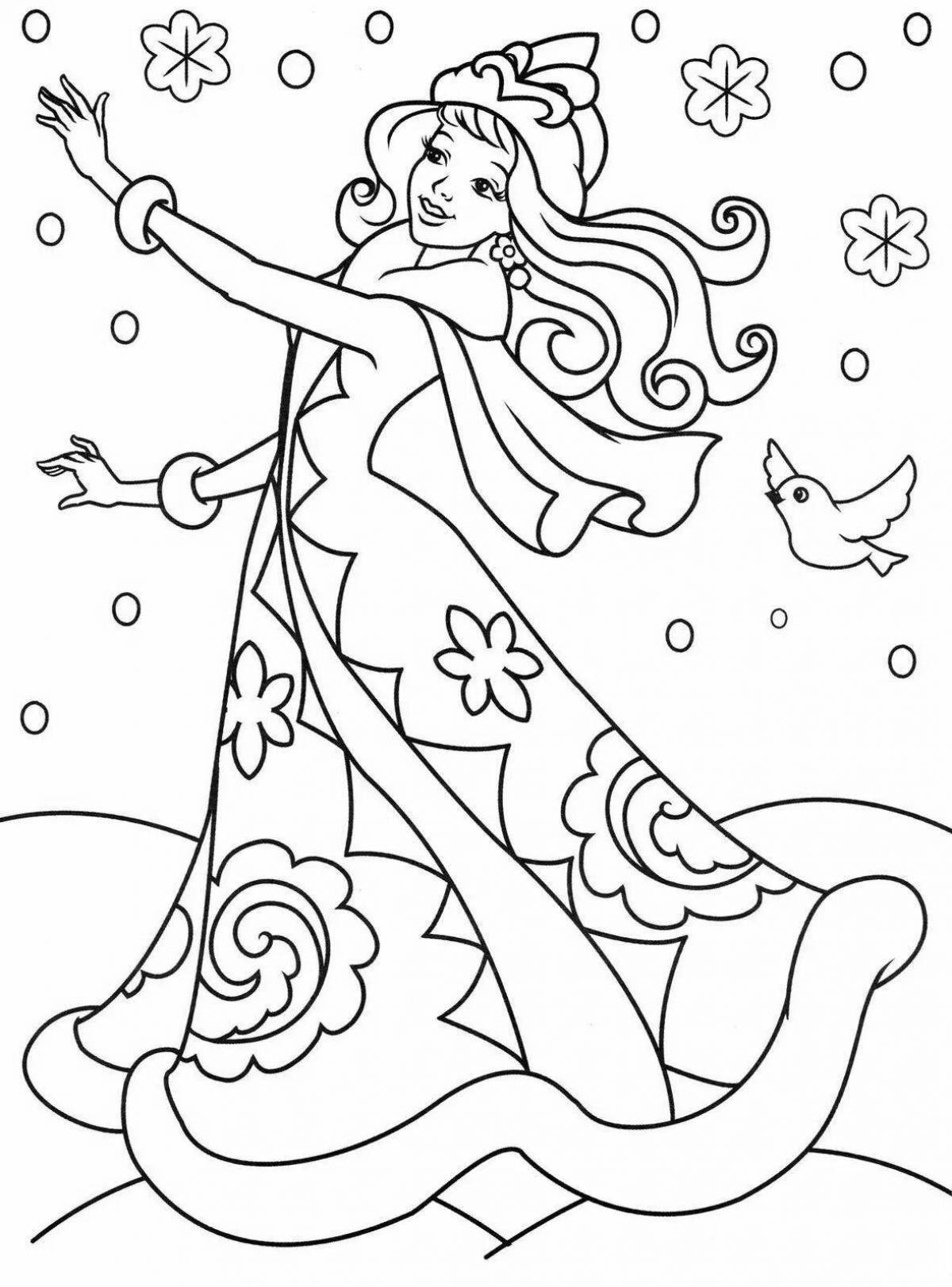 Coloring book gorgeous Santa Claus and Snow Maiden