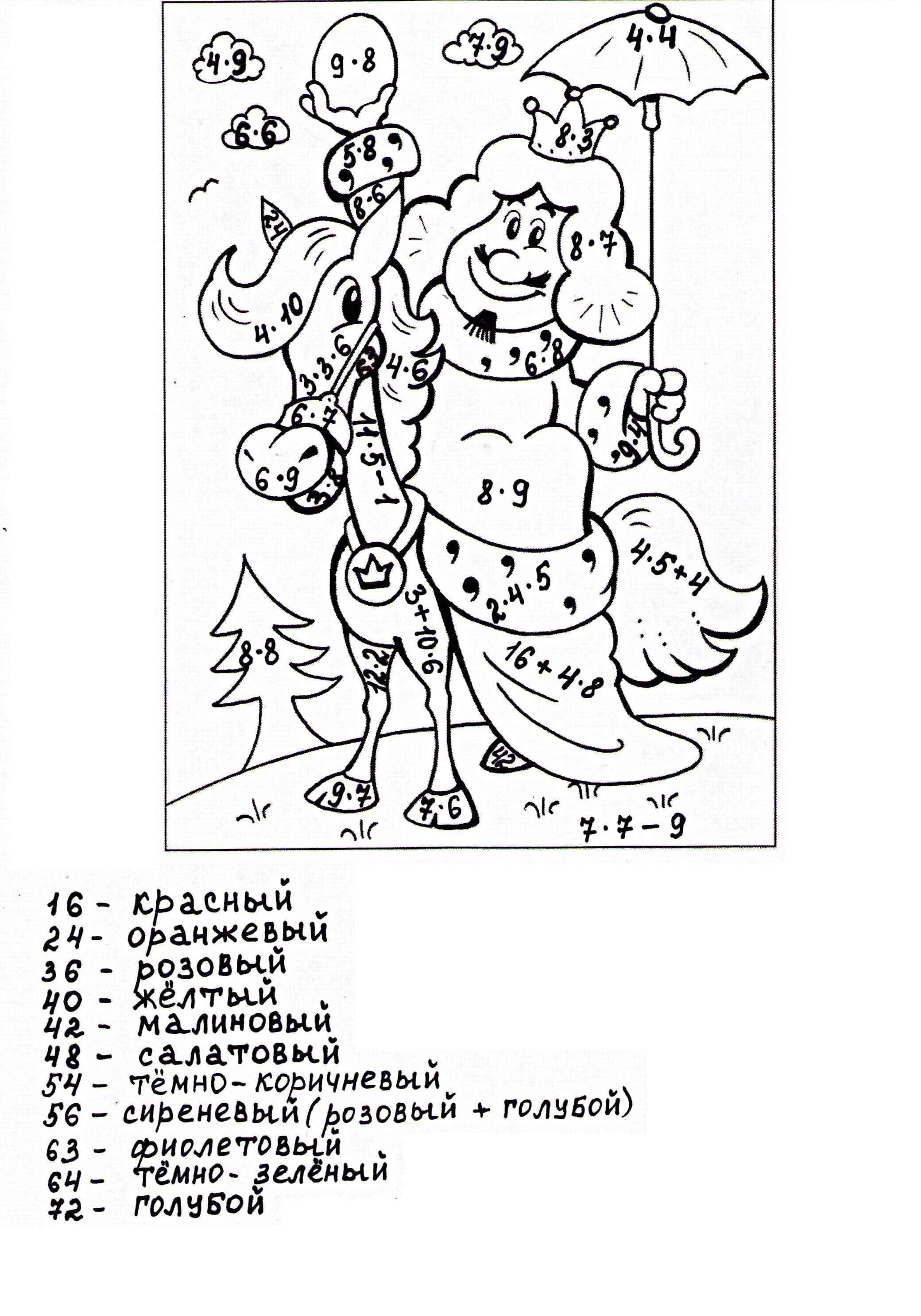раскраска по математике 3 класс умножение и деление
