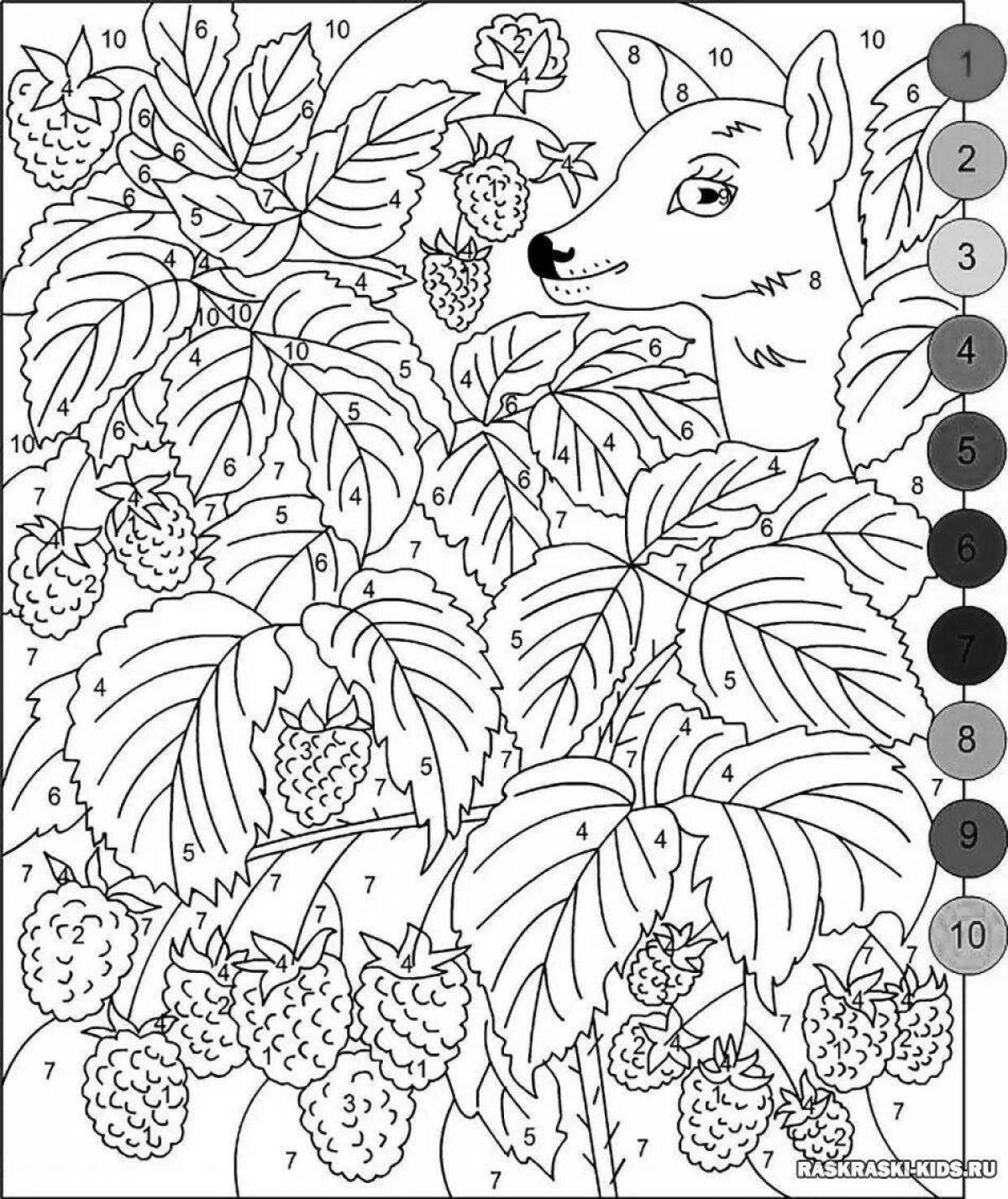 Complex adult coloring by numbers