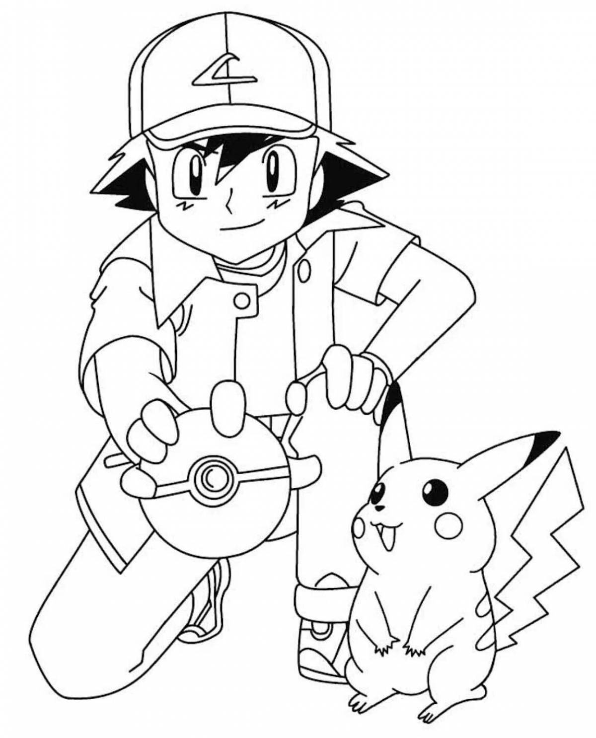 Adorable pikachu coloring page