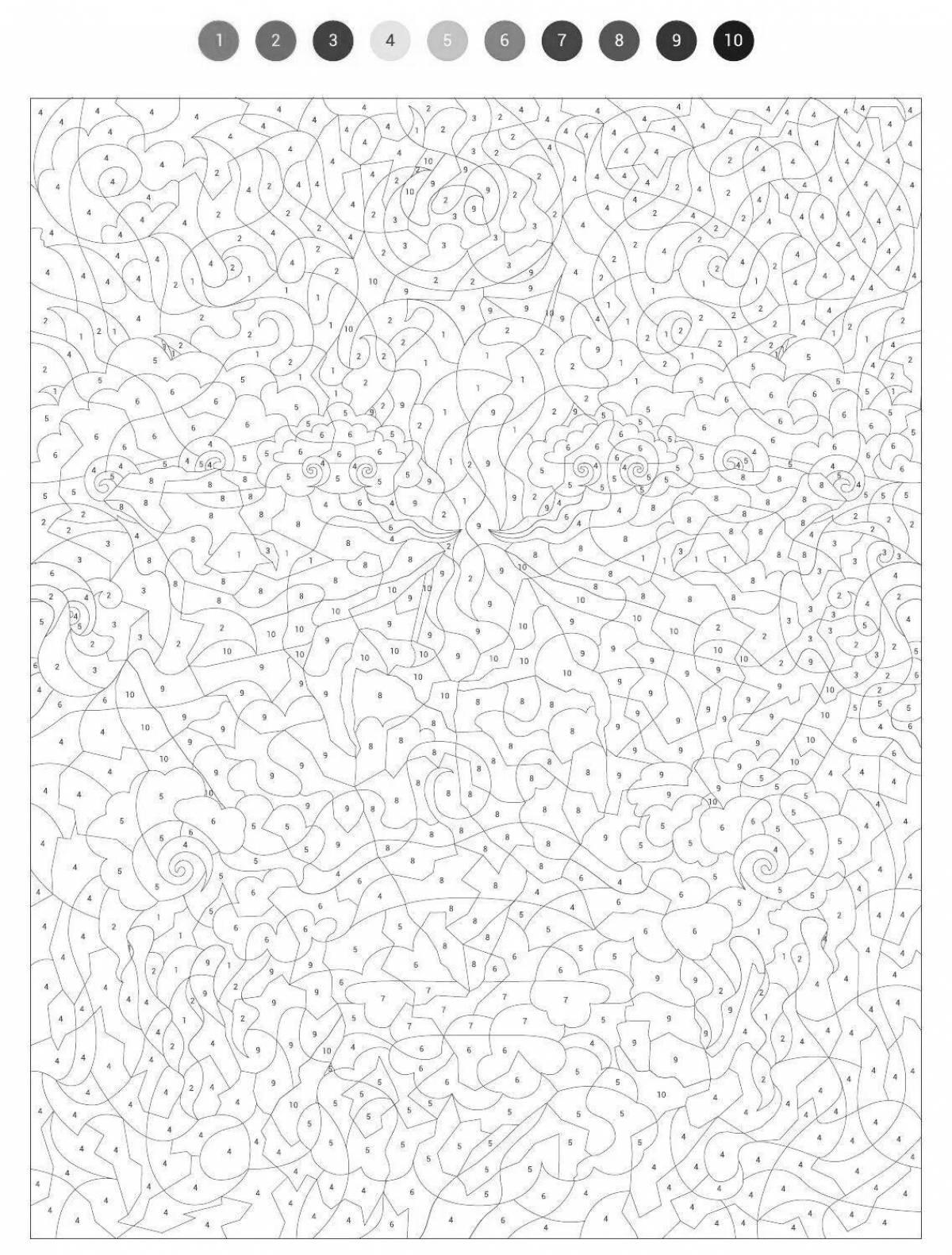 Creative adult coloring by numbers